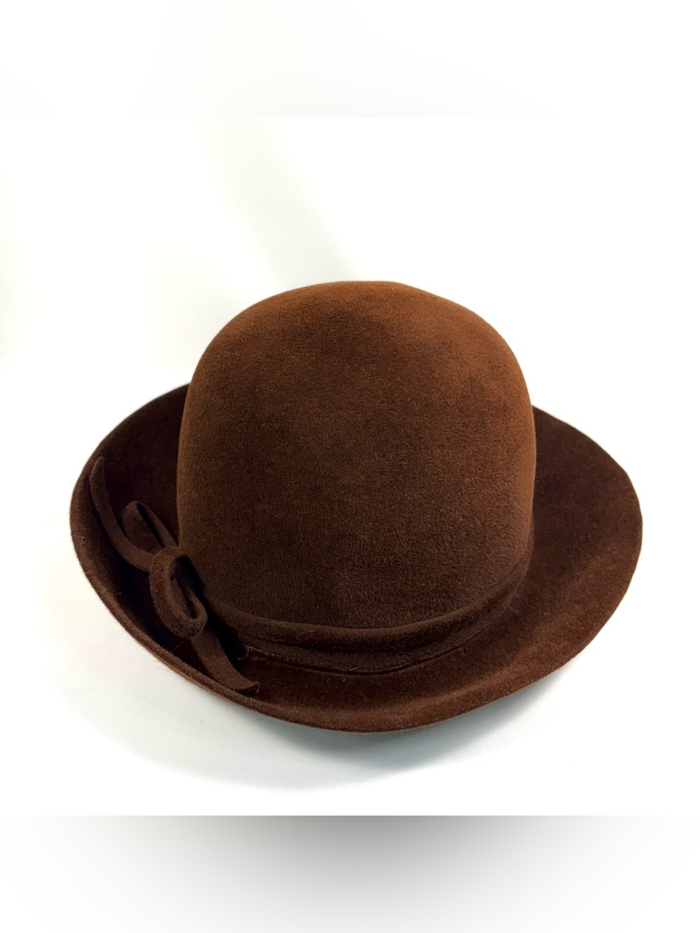Vintage 1950s I.J. Herman NYC Chocolate Brown Wool Felt Cloche Hat